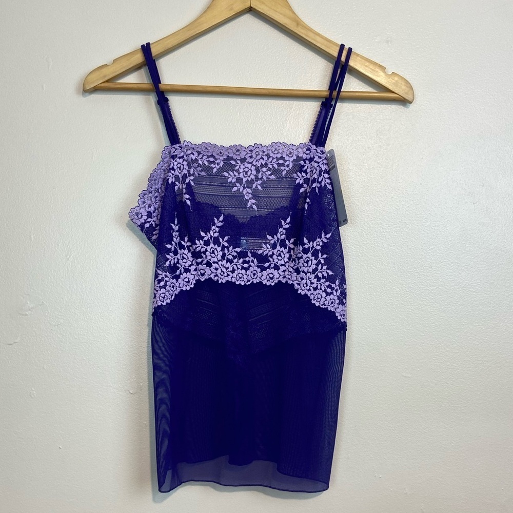 NWT Wacoal Purple Lace Embroidered Camisole Lingerie Top